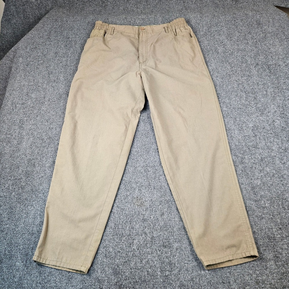 Vintage PS Gitano Mens Khaki Chino Pants Elastic Waist Beige 32/18W Regular